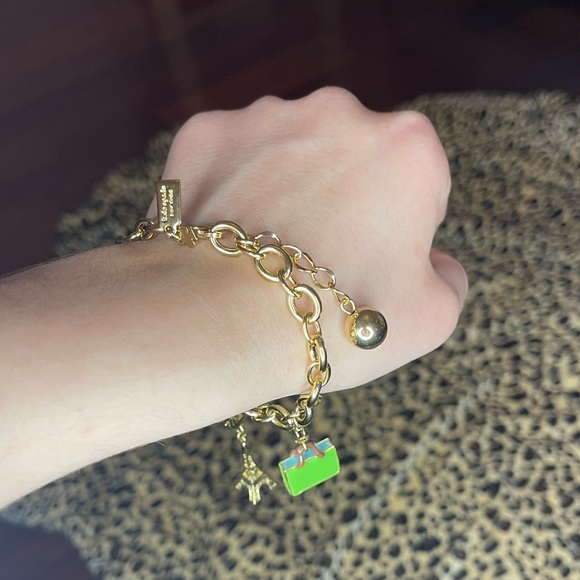 kate spade Gold Charm Bracelet with Green and Silver Accents - Picture 3 of 3